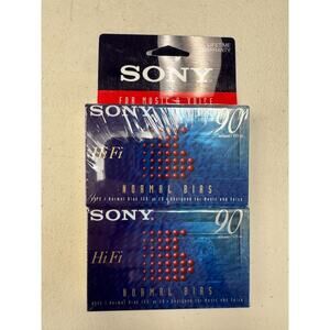 Sony Normal Bias Hi Fi Blank Cassette Tape 2 Pack C90HFB 90 Minutes New Sealed